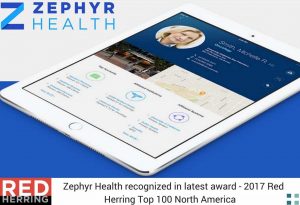 Zephyr Health recognized in latest award - 2017 Red Herring Top 100 North America per Media For Health